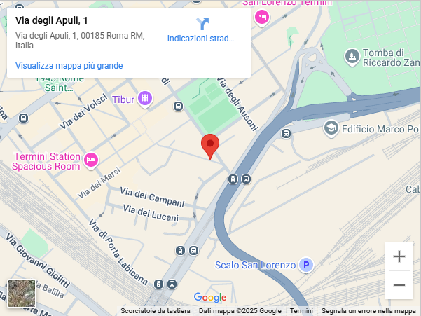 mappa Google della sede in via degli Apuli 1, Roma